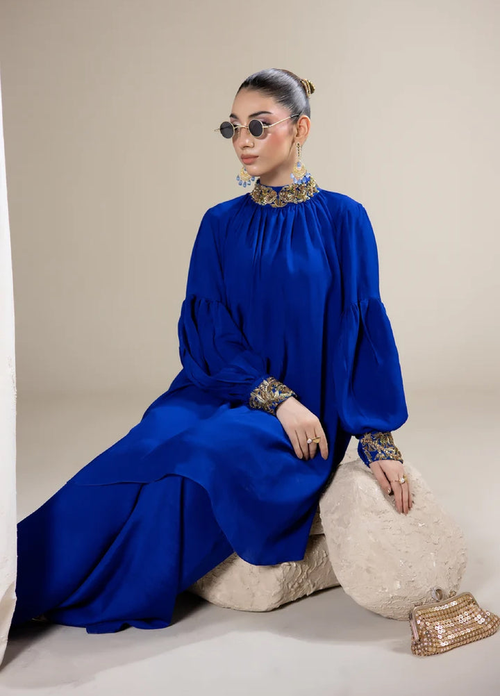 Alee Malic RTW Hand Work Raw Silk 2 Piece Suit Lapis - Wedding Collection
