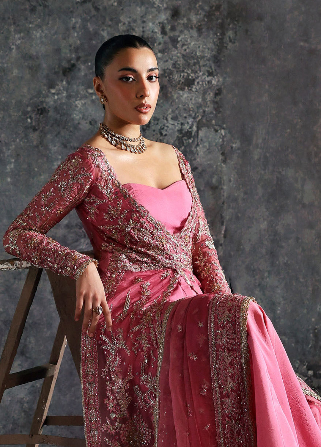 Seraphine by Zarposh Unstitched Embroidered Organza 3 Piece Suit Lilium - Wedding Collection