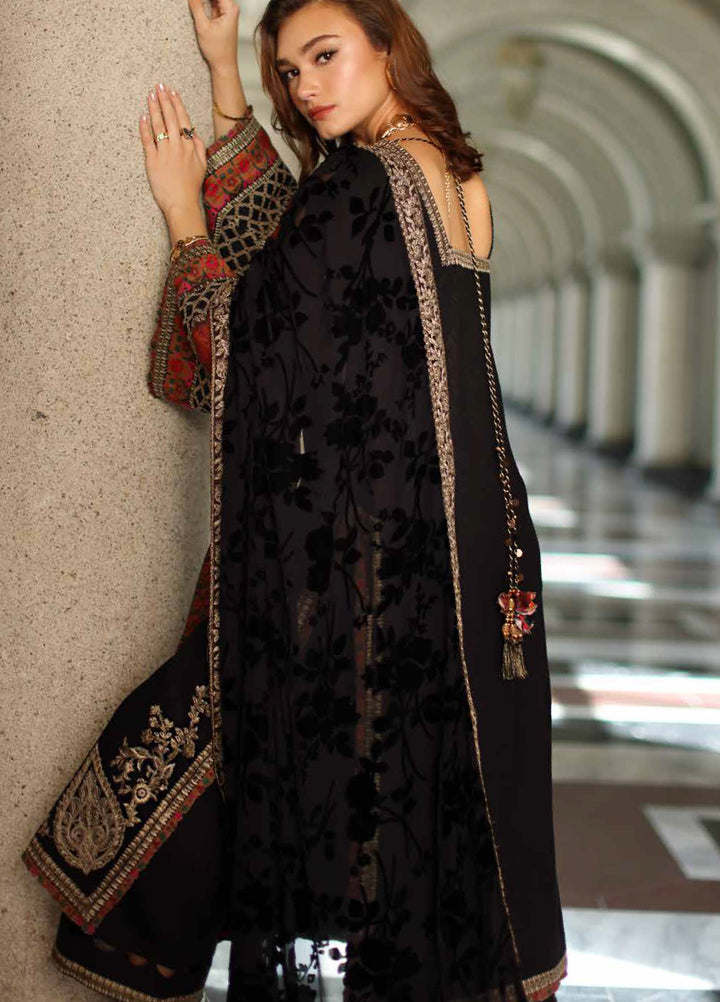 Poshima by Charizma Unstitched Peach Leather Embroidered Suit with Velvet Shawl 3 Piece CRZ25LW PSW5-21 - Winter Collection