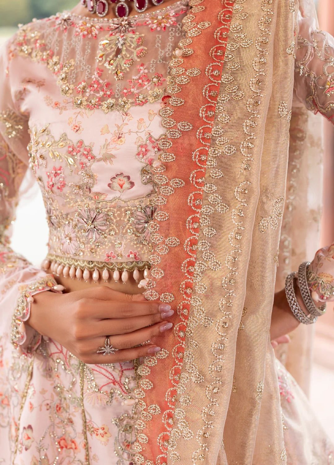 Ember by Aylin Unstitched Organza Embroidered Suits 3 Piece AYL25EF D4-Silk Stone - Festive Collection