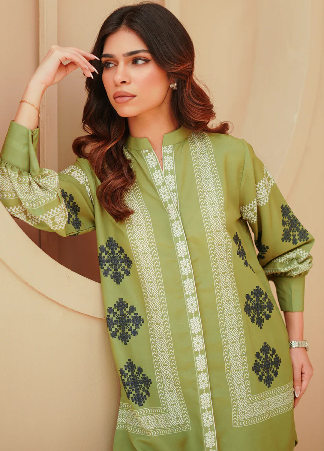 Nairah Women Pret Printed Cambric Suit NAH26PN Olive Tribal - Spring Collection