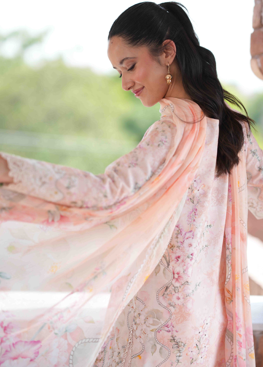 Summer Lines by Neeshay Unstitched Printed Lawn 3 Piece Suit NSH26ULS Peachline - Eid Collection