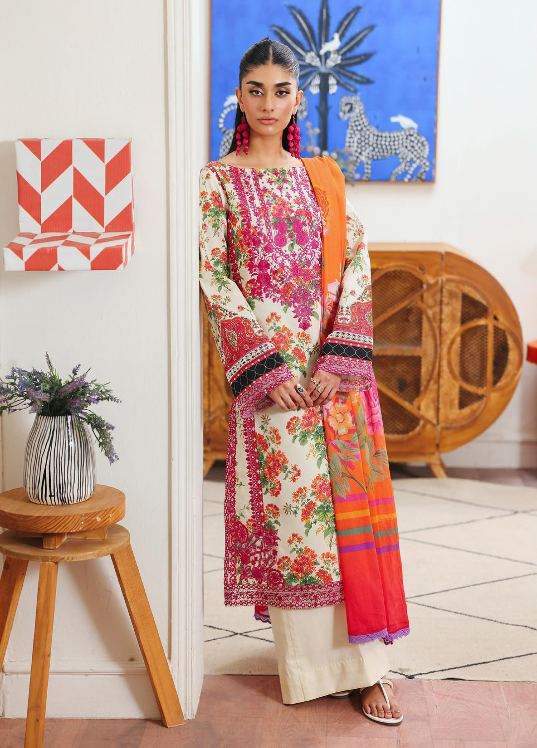 Nissa Floral Symphony by Rajbari Unstitched Lawn Embroidered 3 Piece Suit RB26UNF D-05 - Summer Collection
