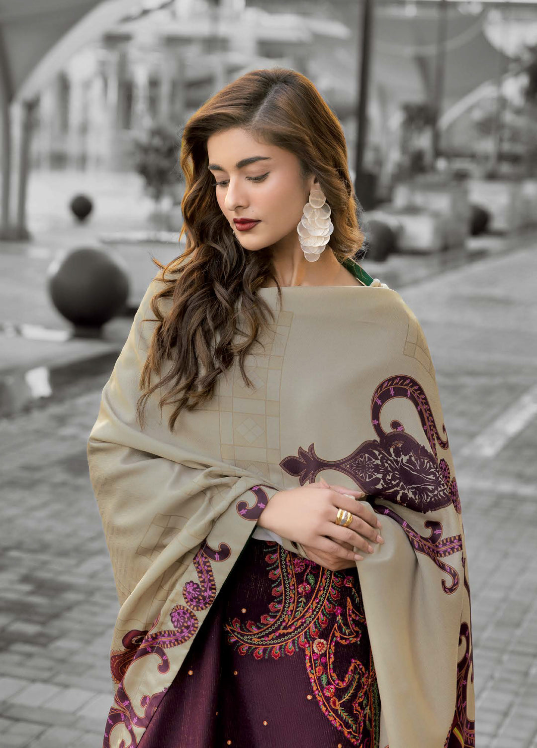 Poshima by Charizma Unstitched Embroidered Peach Leather Suits 3 Piece CHR26PU PSW5-27 - Winter Collection