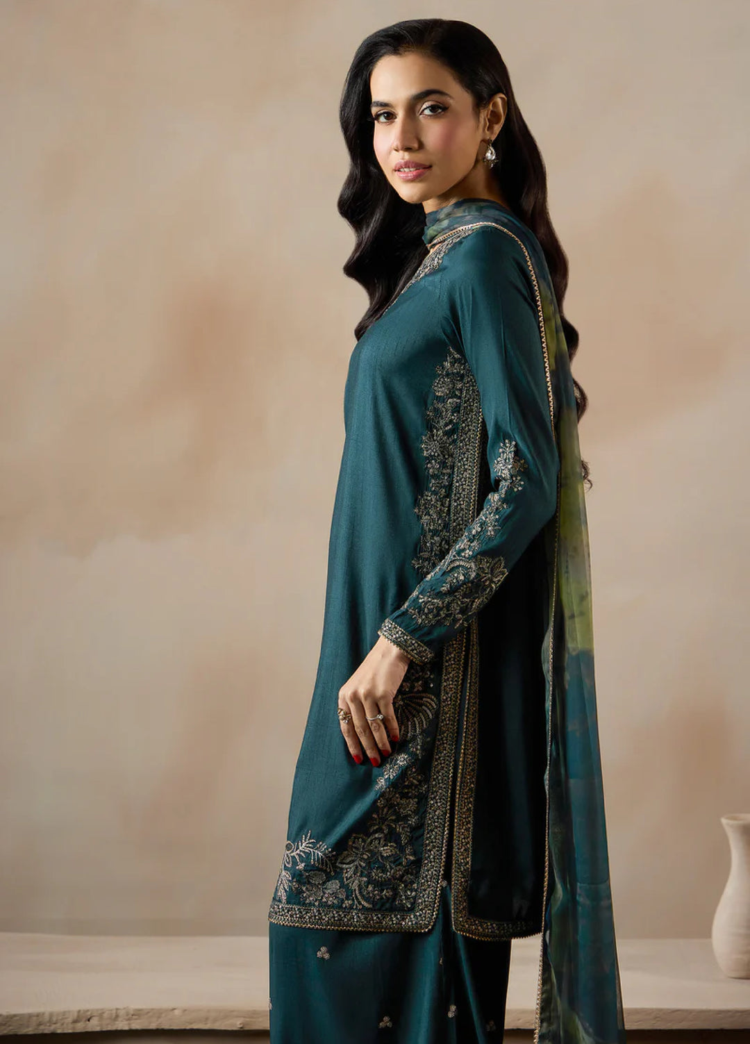 Zarif Women RTW Embroidered Raw Silk 3 Piece Suit ZR26UCR ZRF - EMC -28 - Eid Collection