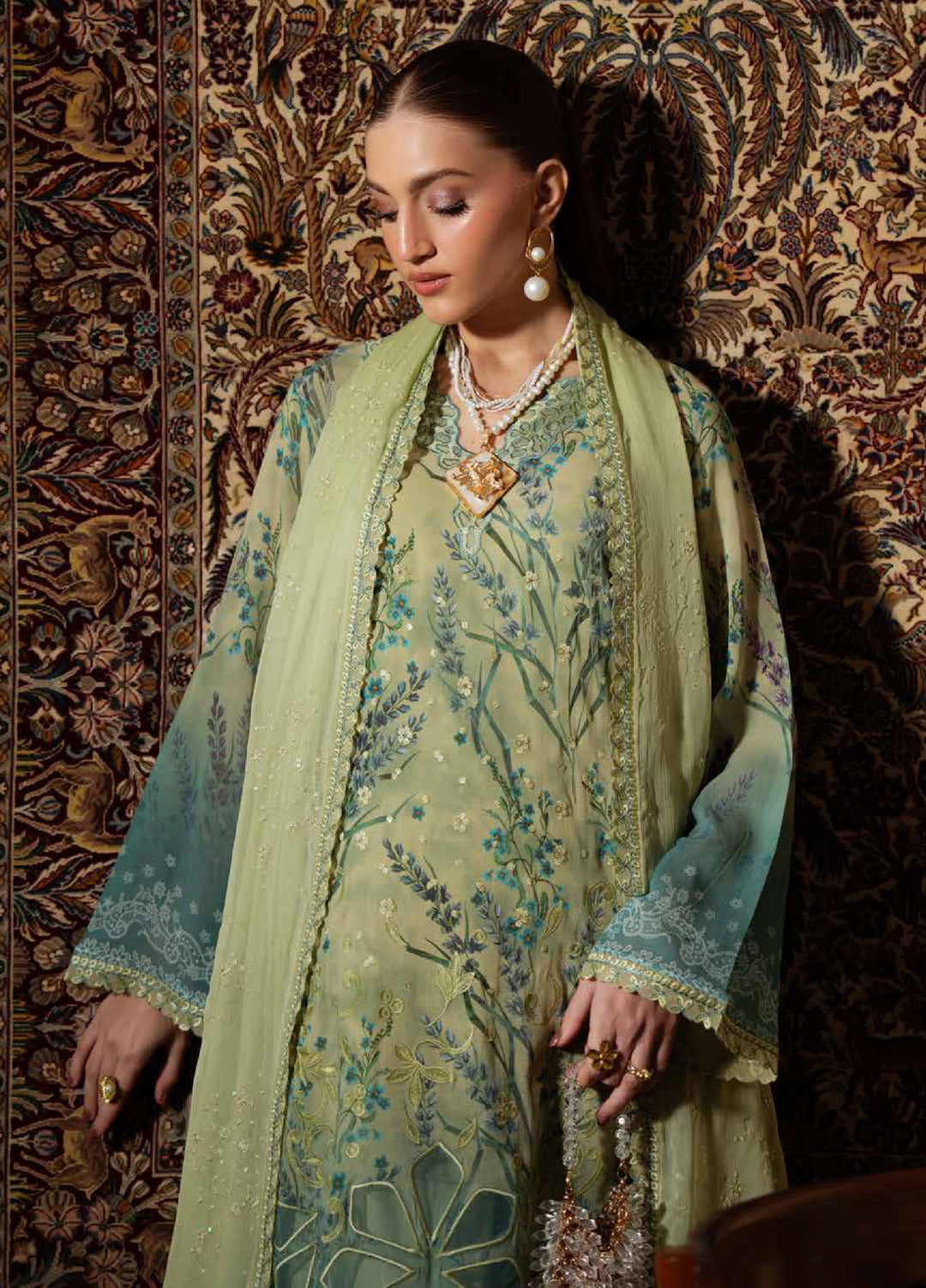 Maya by Nureh Unstitched Embroidered Swiss Lawn 3 Pcs Suit NU26UM NS-161 - Summer Collection