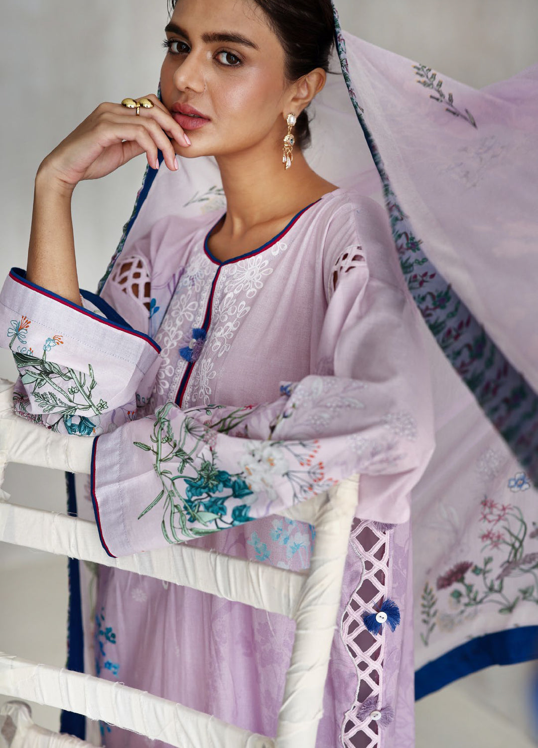 The Luxe by Gul Ahmed Unstitched Embroidered Lawn 3 Piece Suit GA26ULL Orchid Majesty BM 62033 - Casual Collection