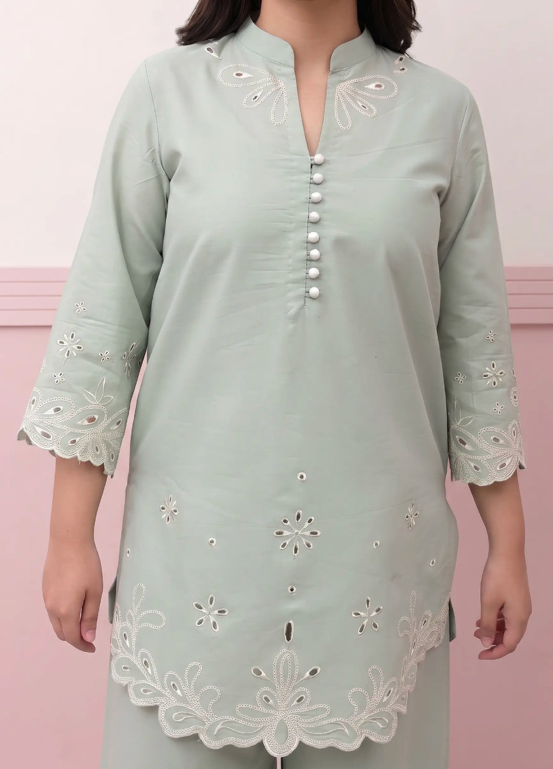 Scherezade Women RTW Embroidered Lawn Cotton 3 Piece Suit MATCHA - Casual Collection