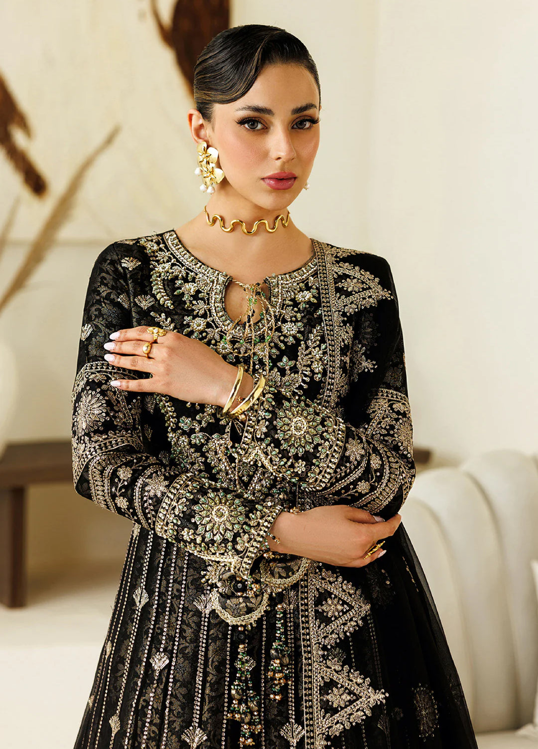 Aymal by Alizeh Fashion Handcrafted Unstitched Embroidered Chiffon 3 Pcs Suit AF26UAC 05-BLANC - Festive Collection