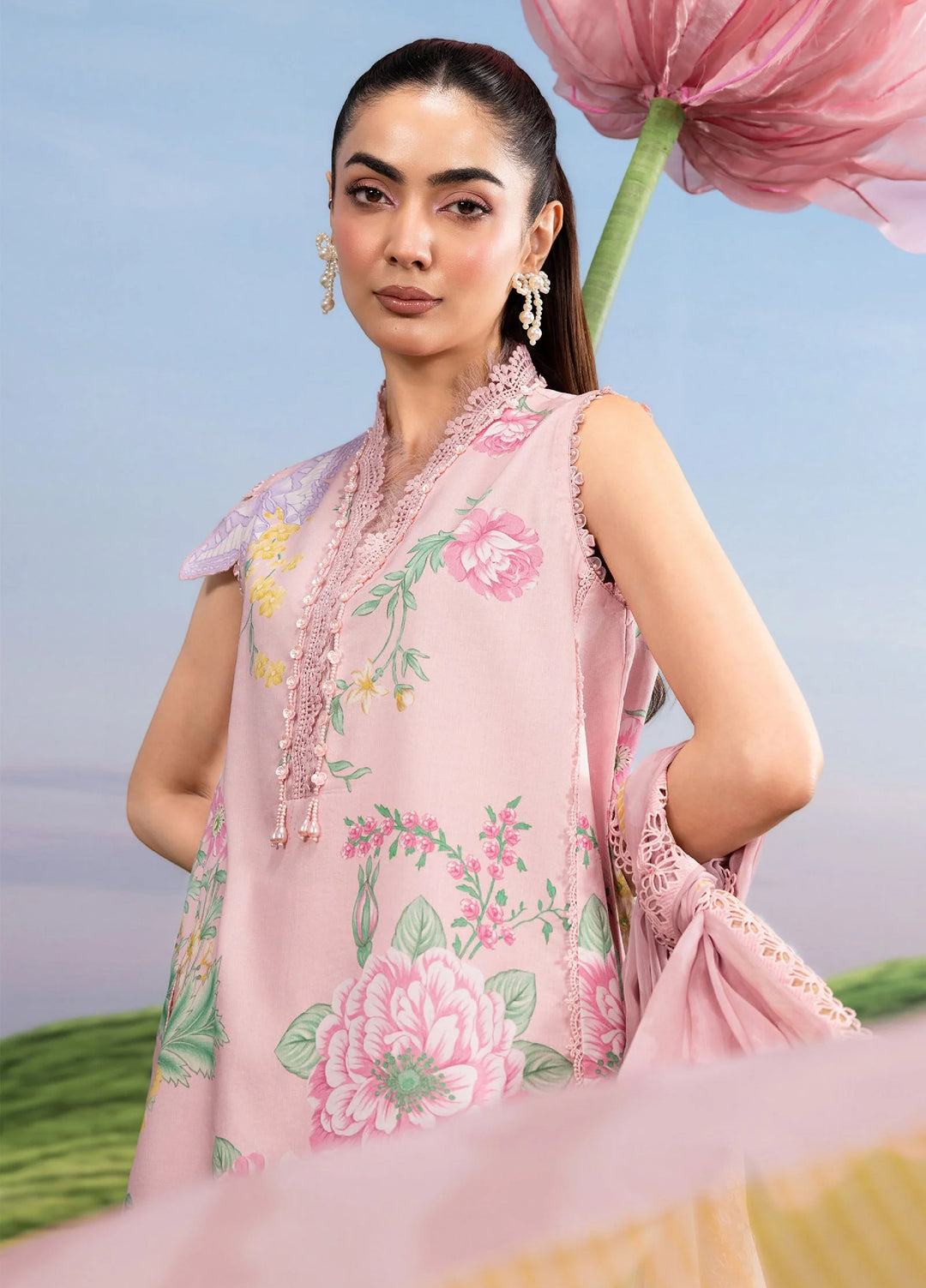 M Basics by Maria B Unstitched Embroidered Lawn 3 Piece Suit MB26SSEL MB-CUSV14-04A - Eid Collection