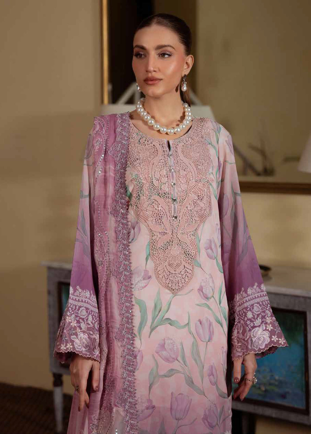 Maya by Nureh Unstitched Embroidered Swiss Lawn 3 Pcs Suit NU26UM NS-159 - Summer Collection
