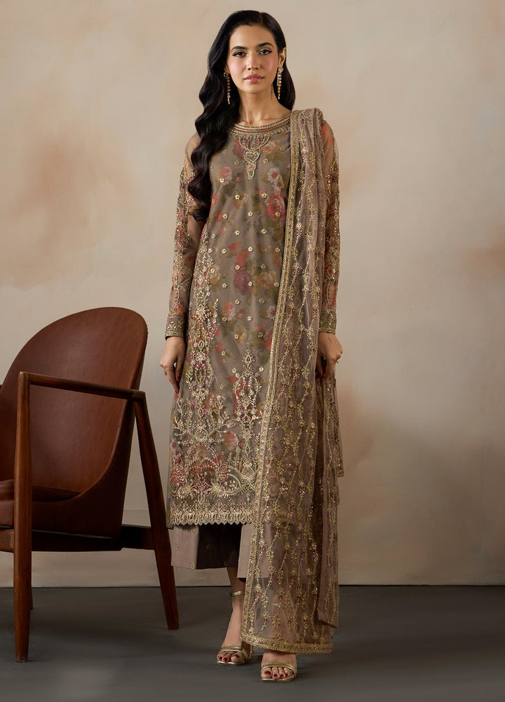 Fasana by Zarif Unstitched Embroidered Net 3 Piece Suit ZR26UF ZRF-PE-02 Dilaab - Festive Collection