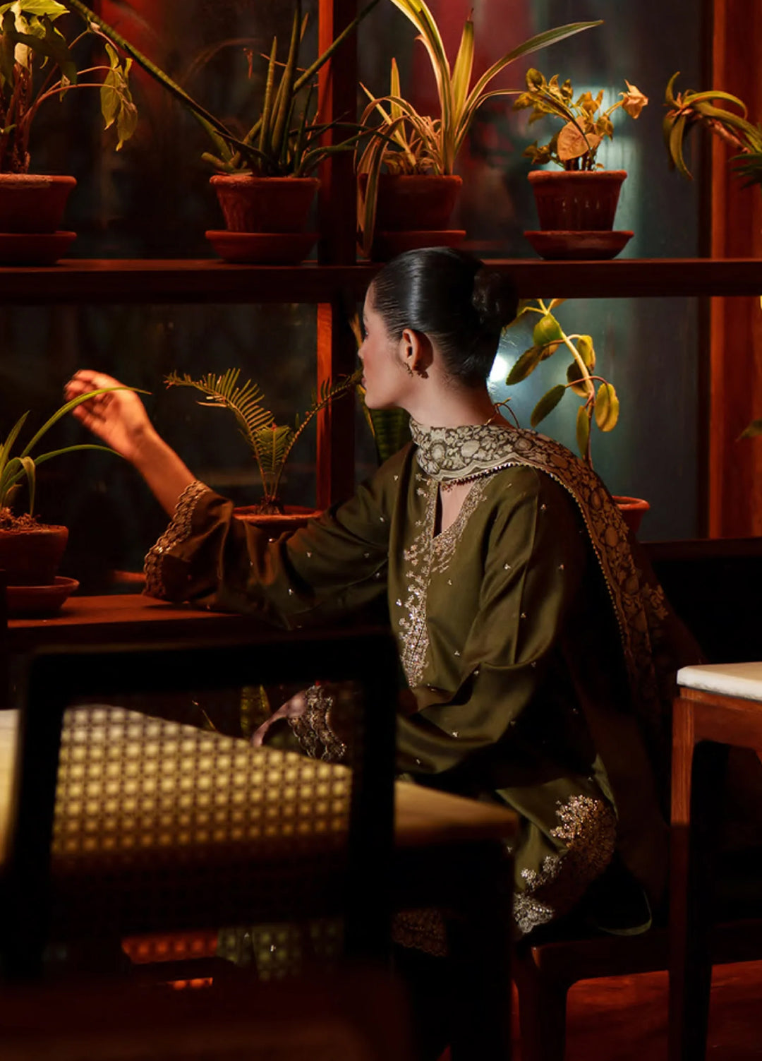 Eala by Casuallite RTW Embroidered Silk Viscose 3 Piece Suit CL26PSEA 06 VERDANT HEIRLOOM - Festive Collection