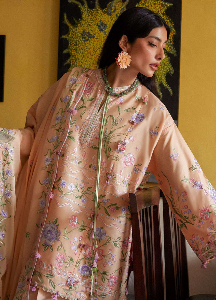 Wild Flower by Zaha Unstitched Embroidered Lawn 3 Piece Suit ZK26UWL ZF26-09 Apricot Mallow Bloob - Festive Collection