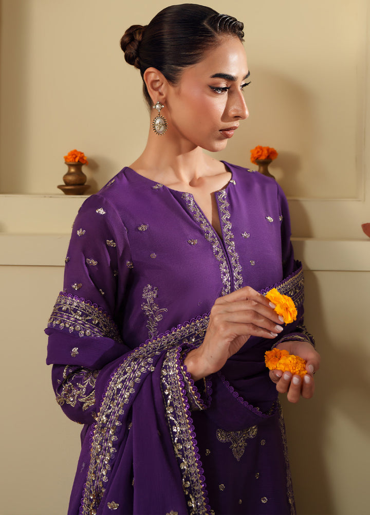 Shagun by Neeshay Unstitched Raw Silk Embroidered Suits 3 Piece NSH25SF ZAREESHA - Festive Collection