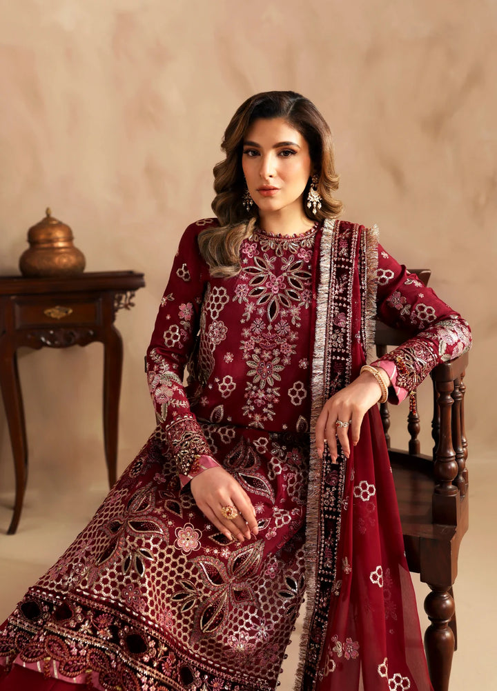 Xenia Formals Unstitched Embroidered Koraen Silk 3 Piece Suit XF26UF D-4 KHUBAN - Festive Collection