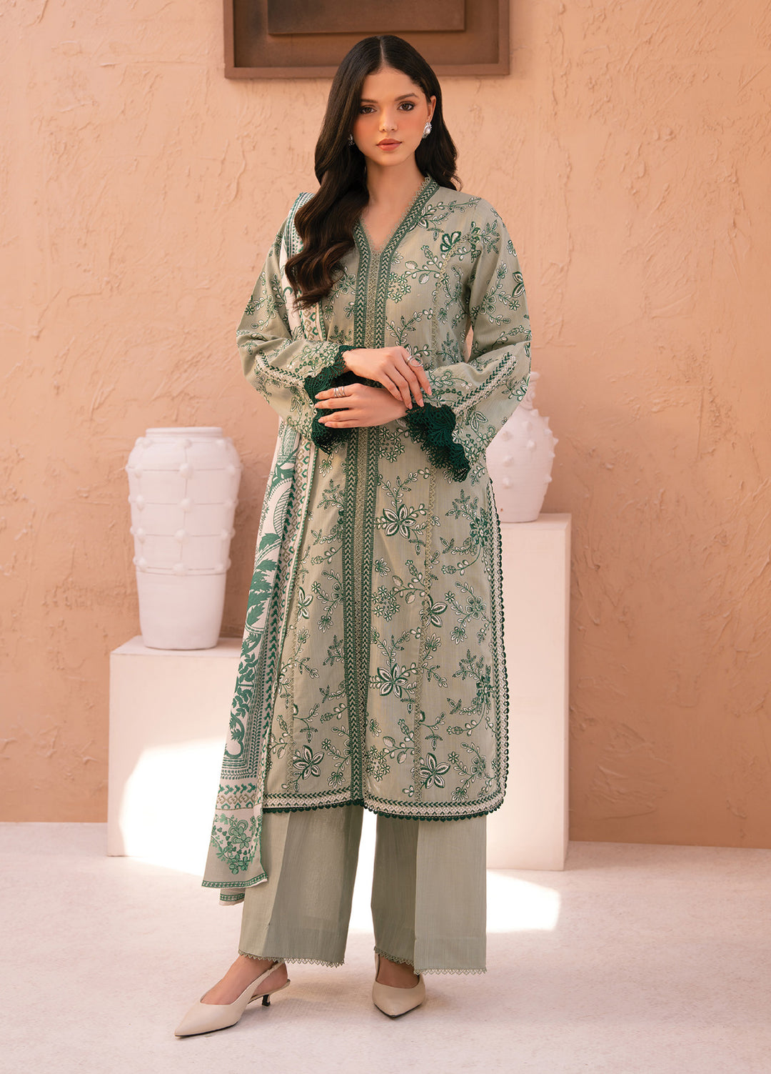 Xenia Unstitched Slub Khaddar Unstitched Embroidered Suits 3 Piece XE25SK D-02 Khayr - Winter Collection
