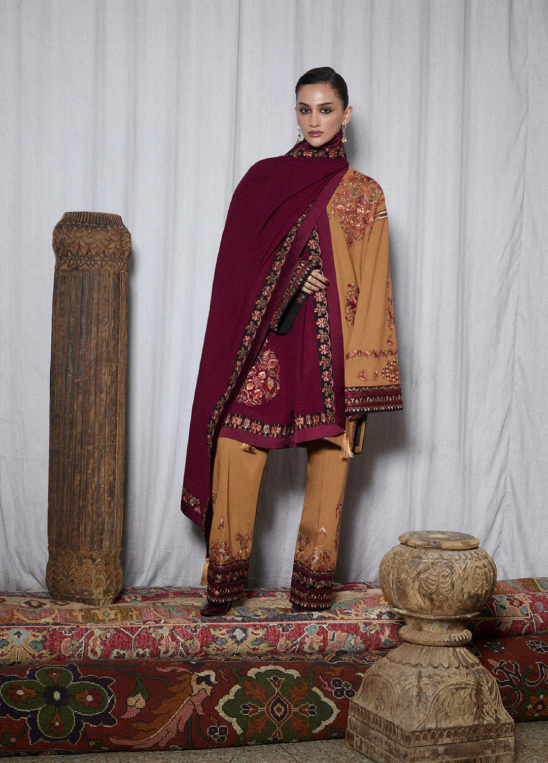 Jugnu by Hussain Rehar Unstitched Karandi Embroidered Suits 3 Piece HR25JW Zrov - Winter Collection
