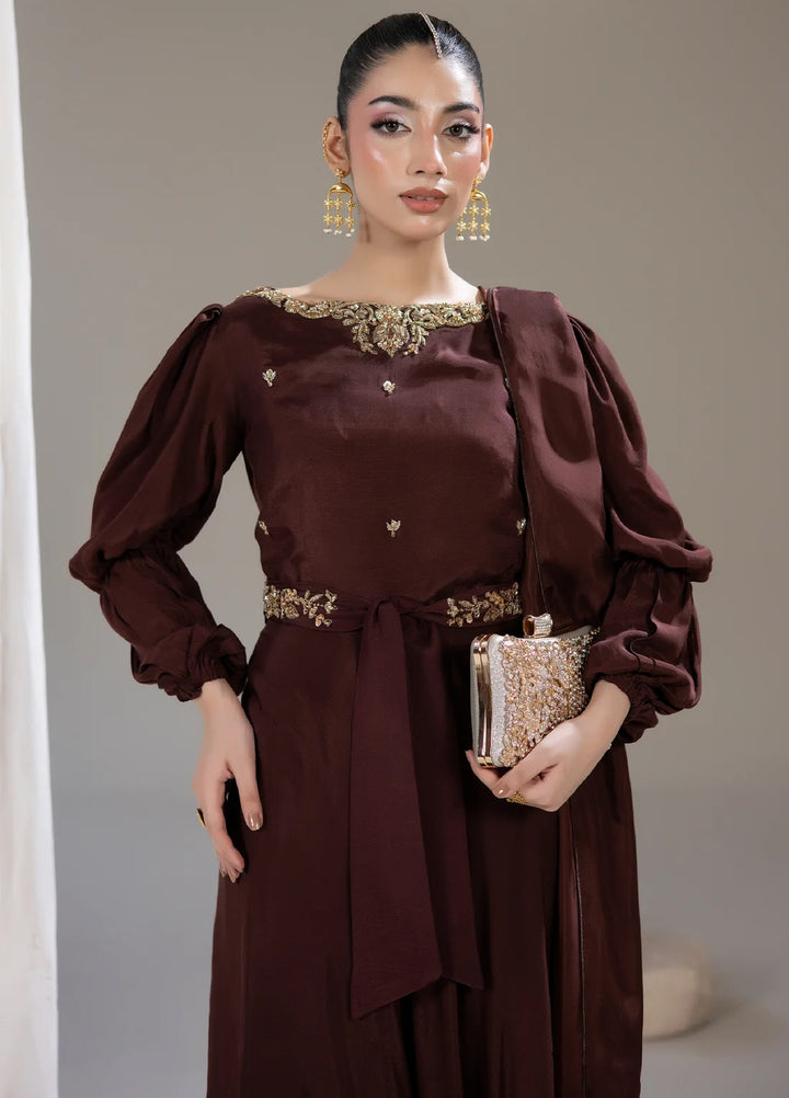 Alee Malic RTW Hand Work Raw Silk 3 Piece Suit Espresso - Wedding Collection