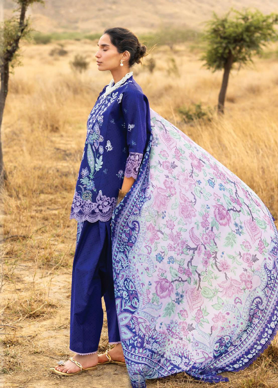 Zainab Chottani Unstitched Embroidered Luxury Lawn 3 Piece Suit ZC26ULZ D-13 VIOLA - Summer Collection