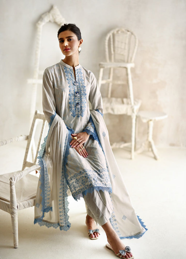 The Luxe by Gul Ahmed Unstitched Embroidered Lawn 3 Piece Suit GA26ULL Blue Serenity CL 62431 - Casual Collection