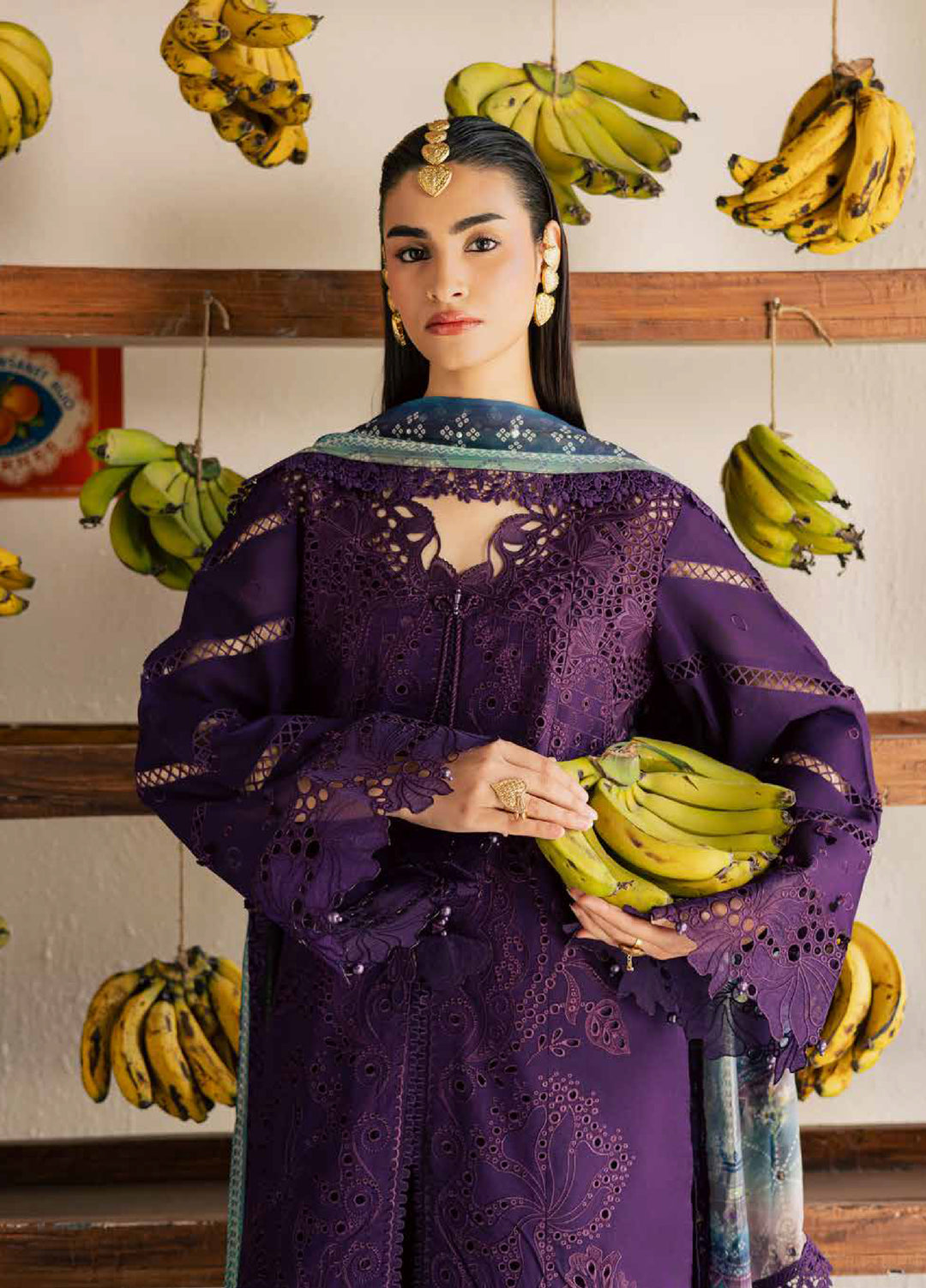 Bazar by Nureh Unstitched Chikankari Lawn 4 Piece Suit NU26UNL NE-253 - Eid Collection