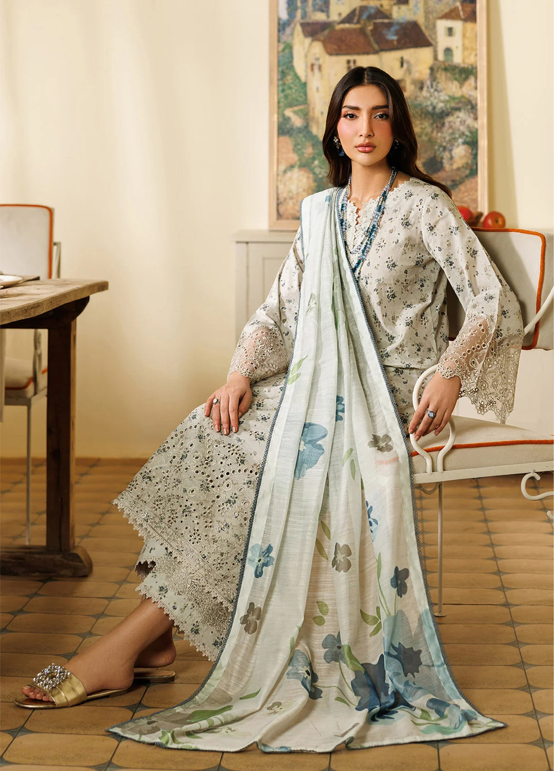 Amani by Zarif RTW Embroidered Lawn 3 Piece Suit ZR26PAL Jazan - Eid Collection