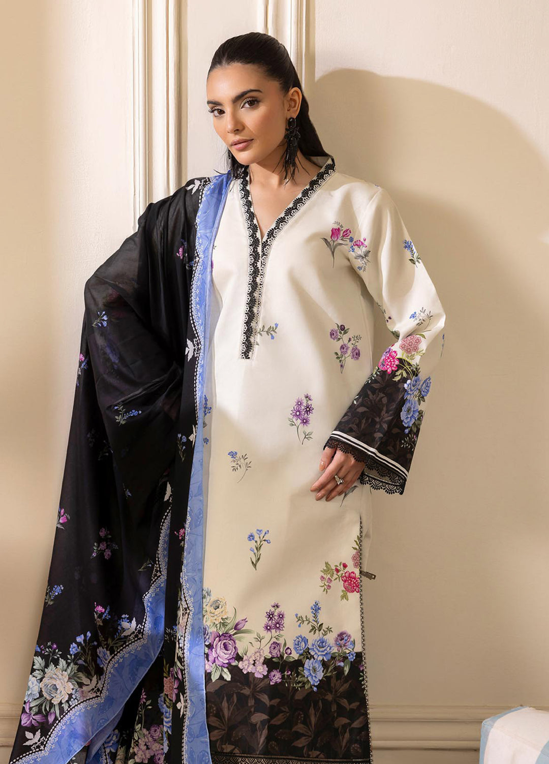 Nissa by RajBari Unstitched Printed Lawn 3 Piece Suit RB26ULN D-06 - Casual Collection