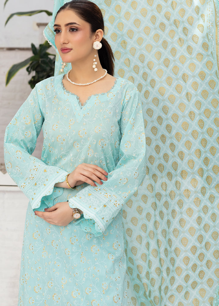 Regalia Textiles Premium Printed Gold Paste Unstitched Lawn 3 Piece Suit RG26UPG D-9 - Summer Collection
