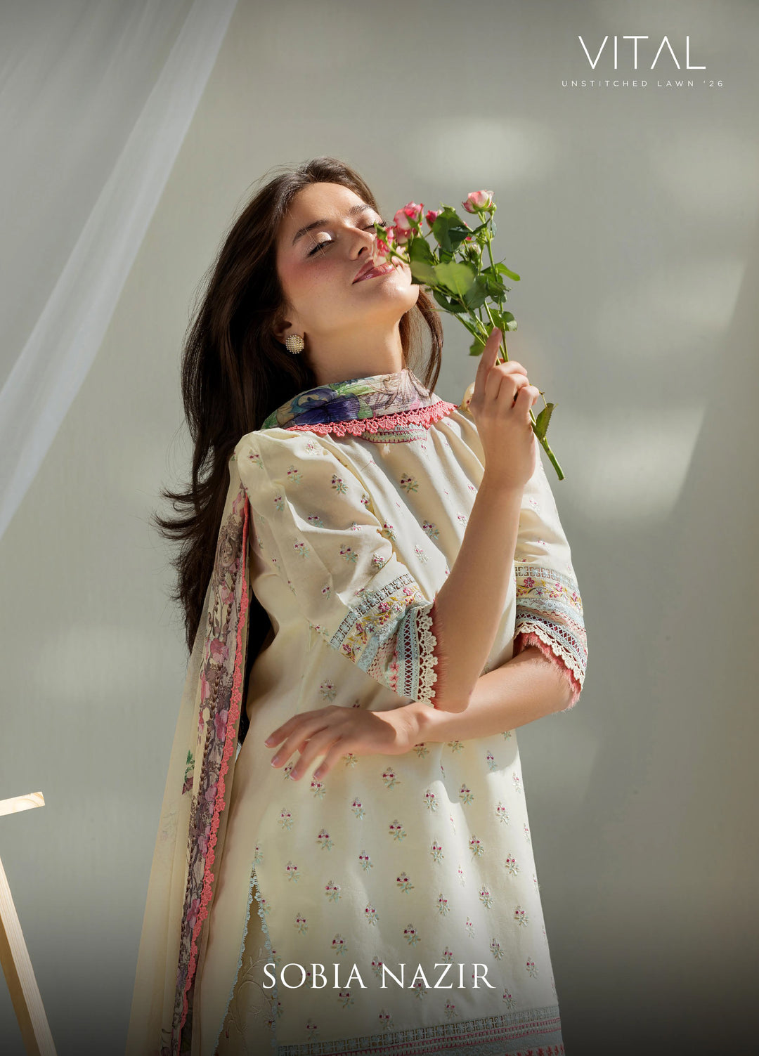 Vital by Sobia Nazir Unstitched Embroidered Lawn 3 Piece Suit SN26UVL 10A - Summer Collection