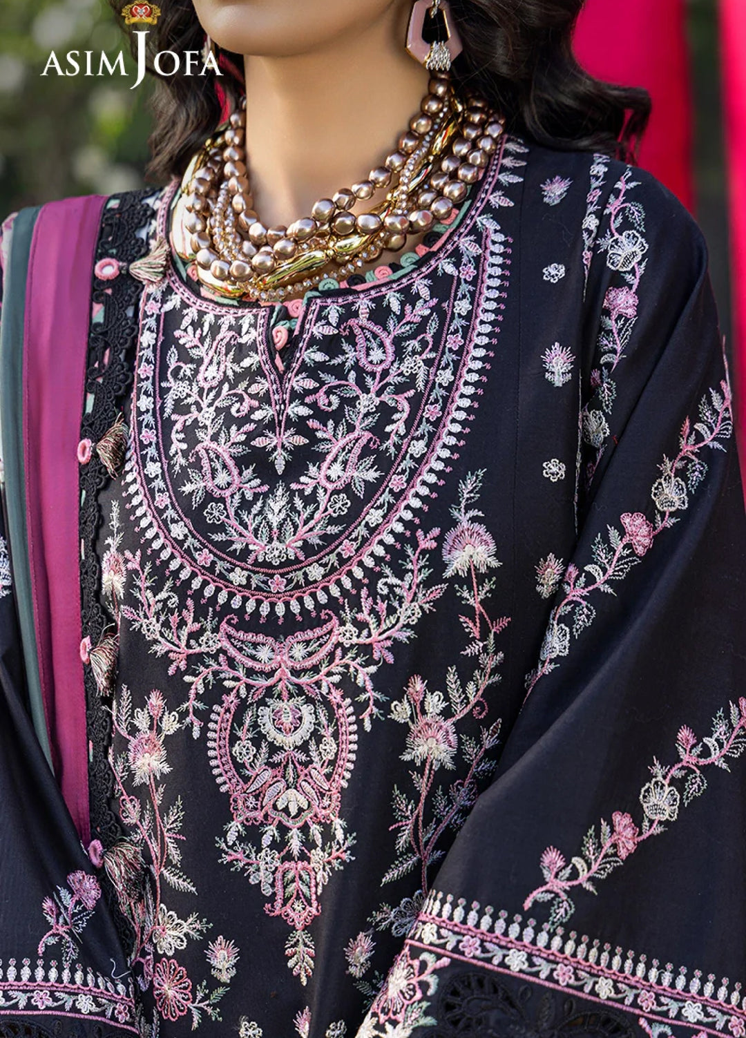 Asim Jofa Unstitched Embroidered Luxury Lawn 3 Piece Suit AJ26ULL AJULW-05 - Festive Collection