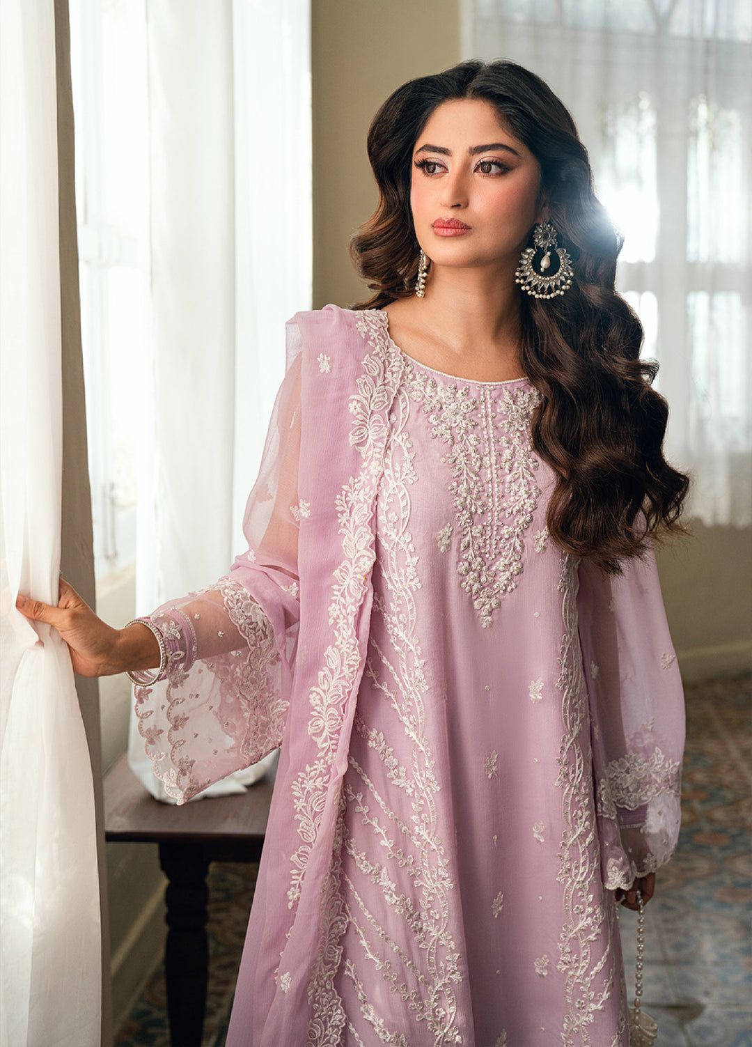 Eid Ensembles by Azure Unstitched Embroidered Chiffon 3 Piece Suit AZ26UEE ES-134 Wisteria - Eid Collection