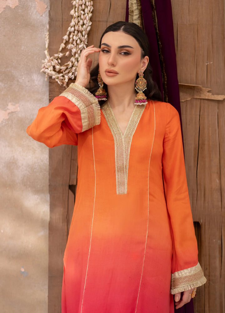 Dareecha by Daak RTW Printed Cotton Silk 3 Piece Suit MKS-O MANIZEH MKS-O - Festive Collection