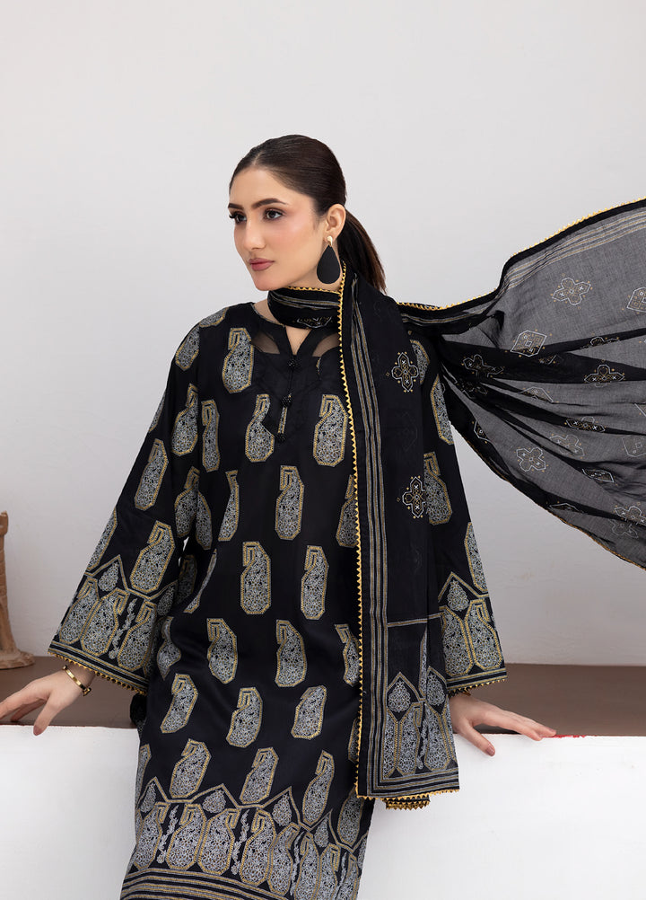 Regalia Textiles Premium Printed Gold Paste Unstitched Lawn 3 Piece Suit RG26UPG D-1 - Summer Collection