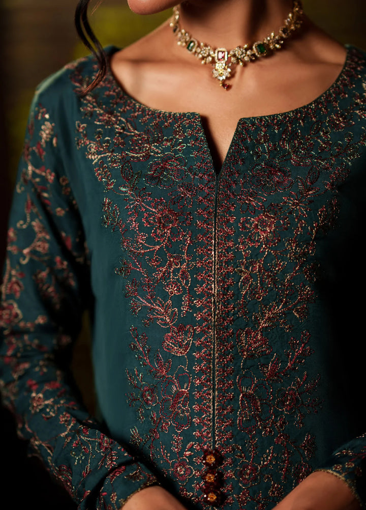 Eala by Casuallite RTW Embroidered Silk Viscose 3 Piece Suit CL26PSEA 07 AZURE NOIR - Festive Collection
