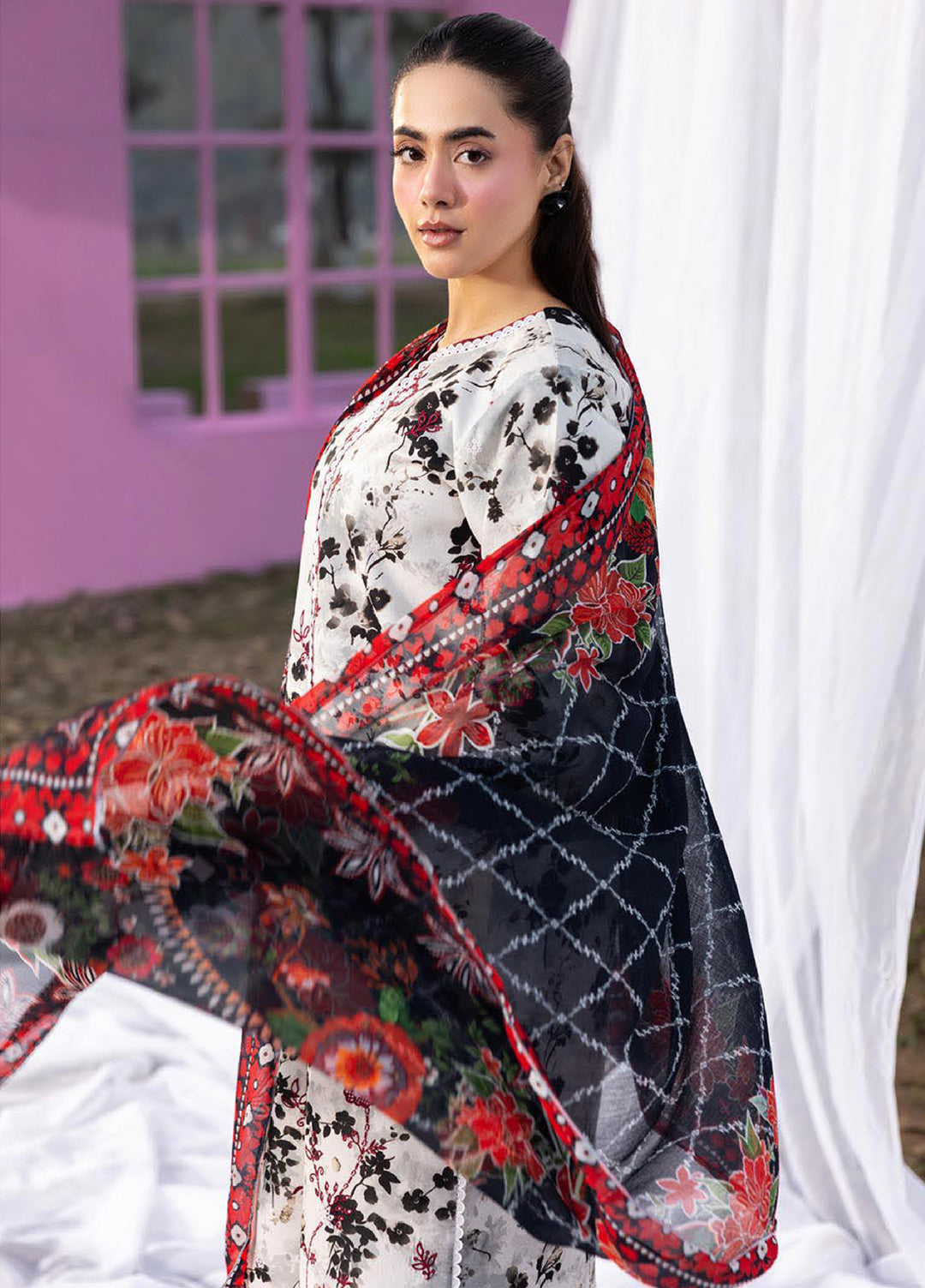 Summer Printkari Exclusive by RajBari Unstitched Embroidered Lawn 3 Piece Suit RB26USP D-10 - Casual Collection