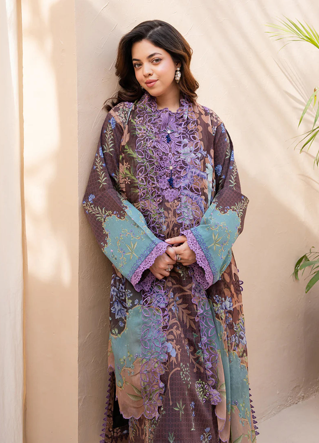 Summer in Bloom By Roheenaz Unstitched Printed Lawn 3 Piece Suit RN26USBL 36B Petal Elan - Festive Collection