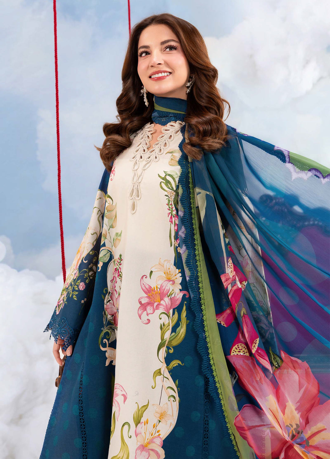 M Basics by Maria B Unstitched Embroidered Lawn 3 Piece Suit MB26SSEL MB-CUSV14-05B - Eid Collection