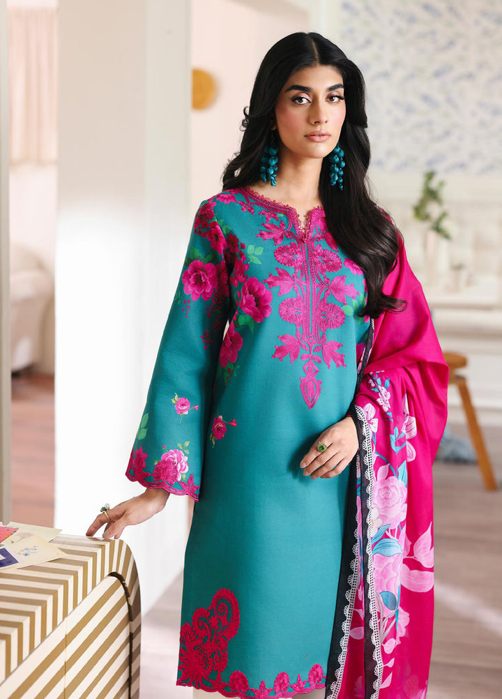 Nissa Floral Symphony by Rajbari Unstitched Lawn Embroidered 3 Piece Suit RB26UNF D-01 - Summer Collection