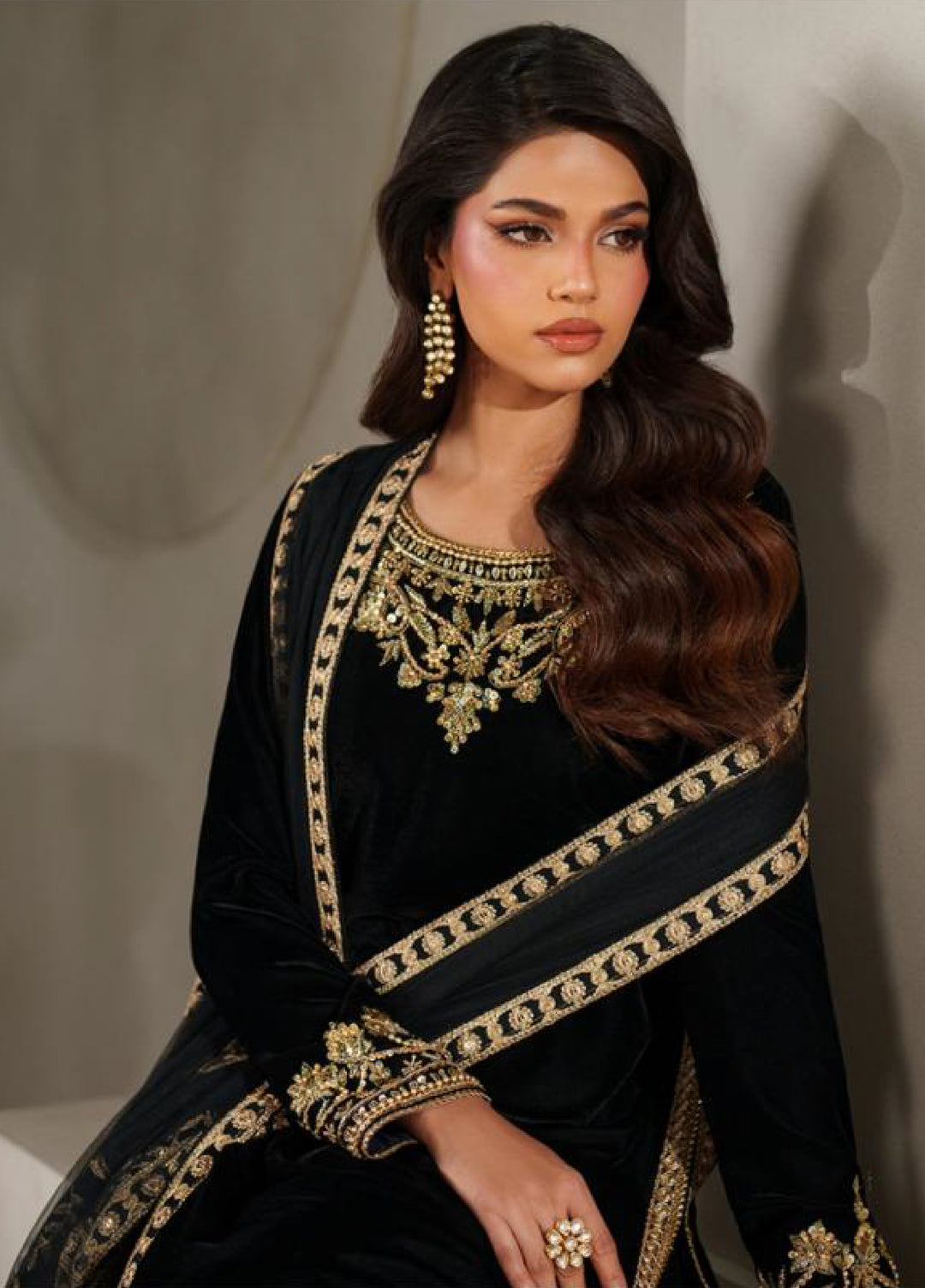 Zarif Exclusive Unstitched Velvet Embroidered Suits 3 Piece ZRF25VE ZRF-V-01 - Festive Collection