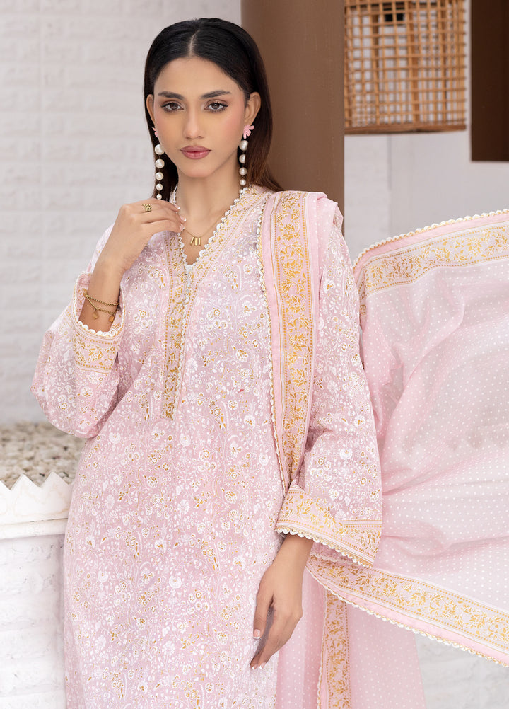 Regalia Textiles Premium Printed Gold Paste Unstitched Lawn 3 Piece Suit RG26UPG D-2 - Summer Collection