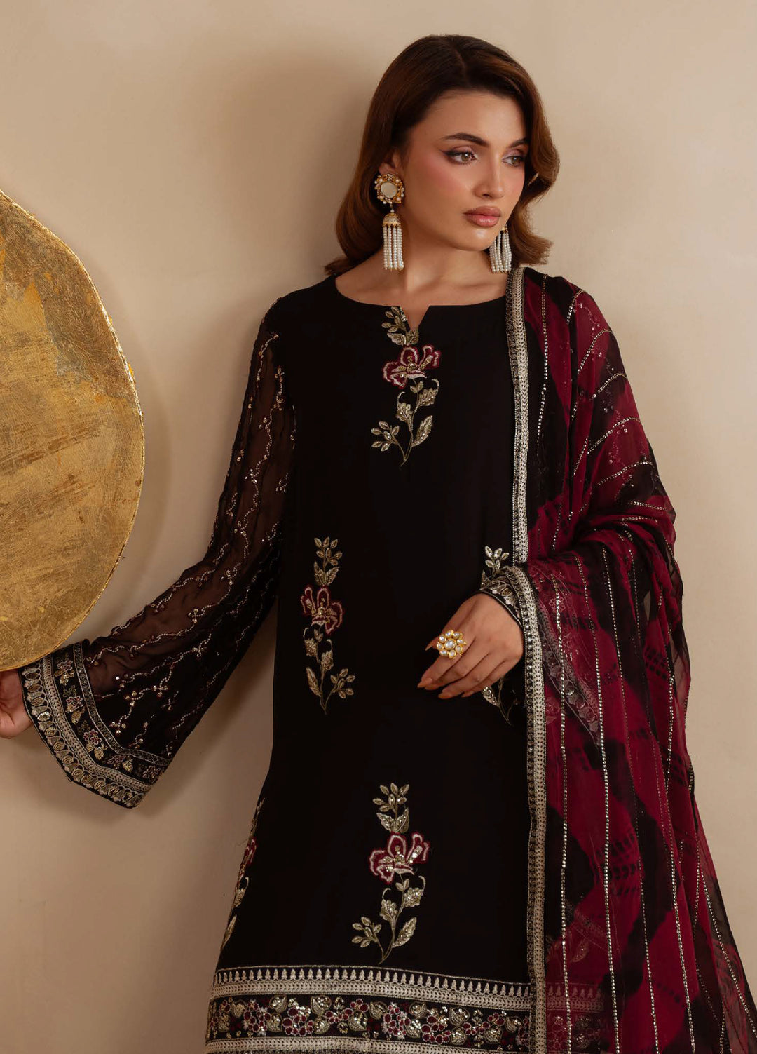 Amaya by Nureh Unstitched Luxury Chiffon Embroidered 3 Piece Suit NU26UA AM-36 - Festive Collection