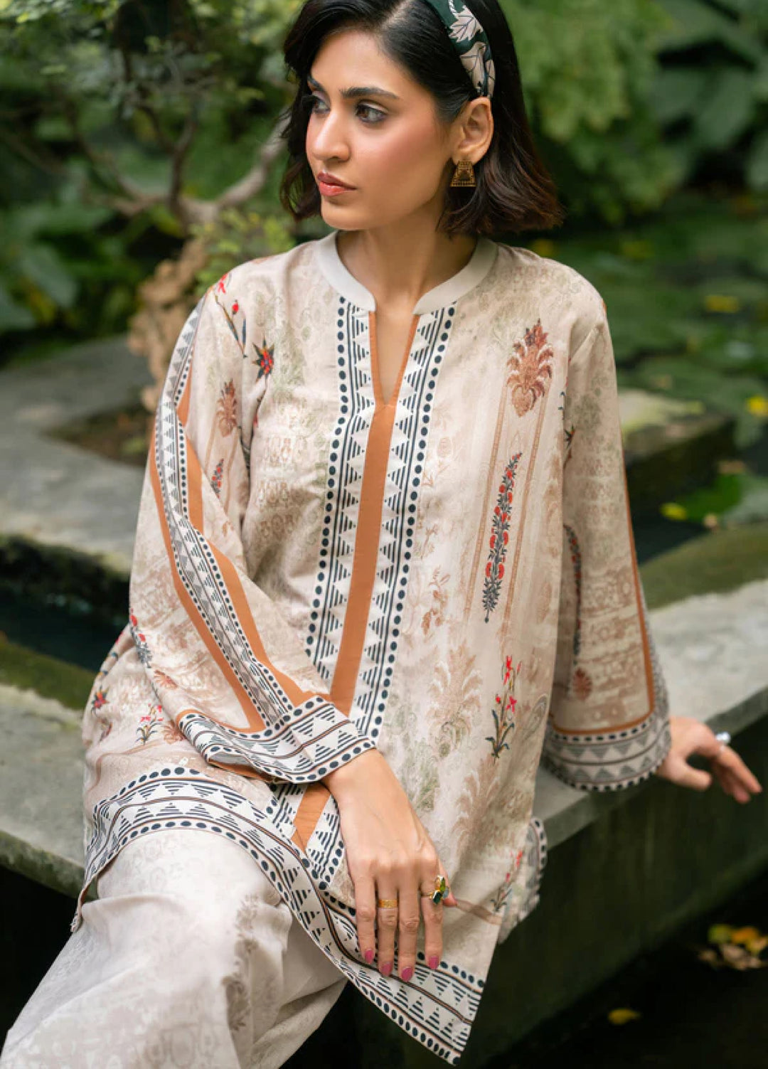 Nairah Women Pret Printed Arabic Lawn Suit NAH26PN Dune Sand - Spring Collection