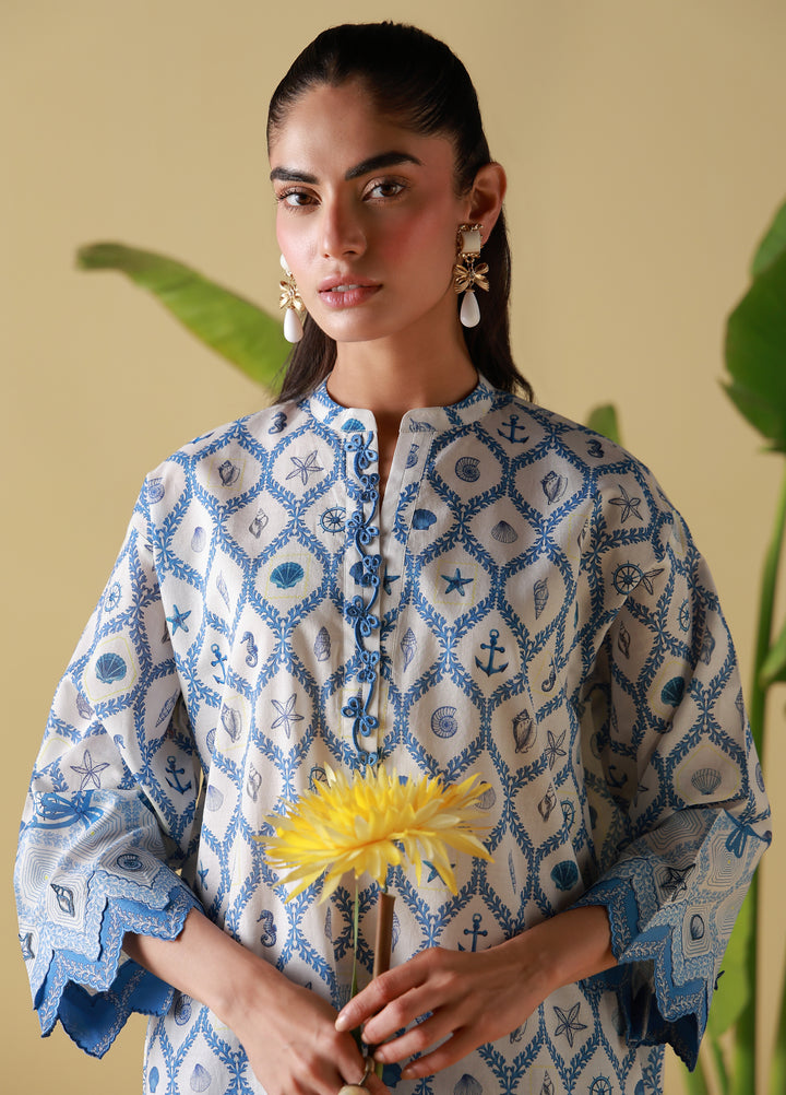 Sahar Unstitched Printed Cambric 2 Piece Suit SS1-26-23 Porcelain Geo - Summer Collection