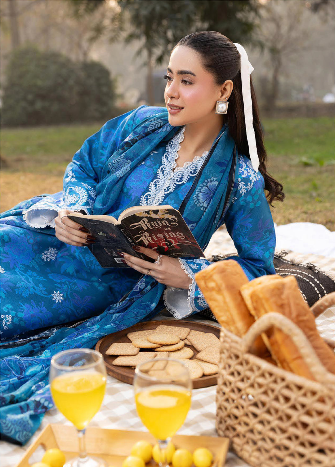 Summer Printkari Exclusive by RajBari Unstitched Embroidered Lawn 3 Piece Suit RB26USP D-12 - Casual Collection