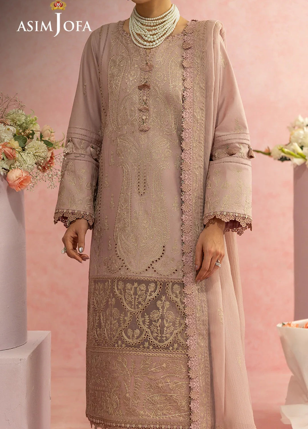 Asim Jofa Unstitched Embroidered Luxury Lawn 3 Piece Suit AJ26ULL AJULW-11 - Festive Collection