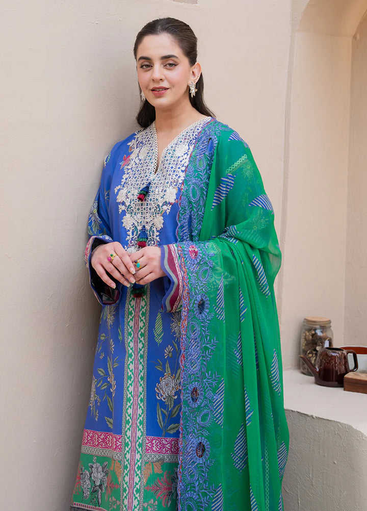 Summer in Bloom By Roheenaz Unstitched Printed Lawn 3 Piece Suit RN26USBL 35B Rosewater Bloom - Festive Collection