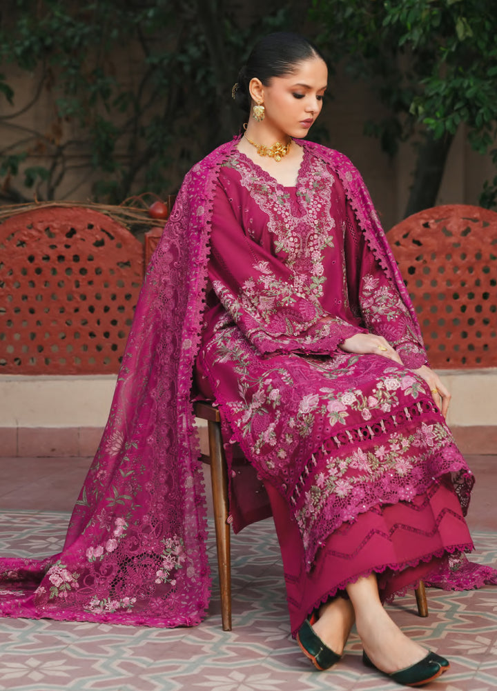 Ek Fasana by Kahf Premium Unstitched Embroidered Luxury Lawn 3 Piece Suit KHF26UFL KLB 7A NAVELI - Festive Collection
