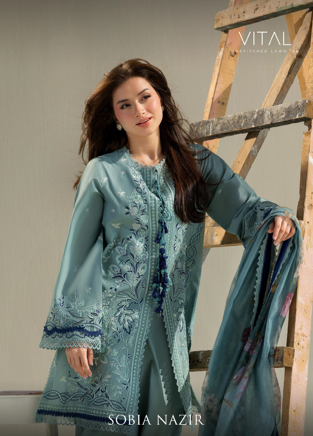 Vital by Sobia Nazir Unstitched Embroidered Lawn 3 Piece Suit SN26UVL 12B - Summer Collection