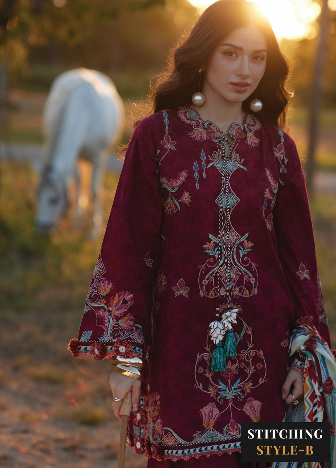 Farah Talib Aziz Unstitched Embroidered Lawn 3 Piece Suit FTA26UL FTA-02 SOFIA SCARLET - Summer